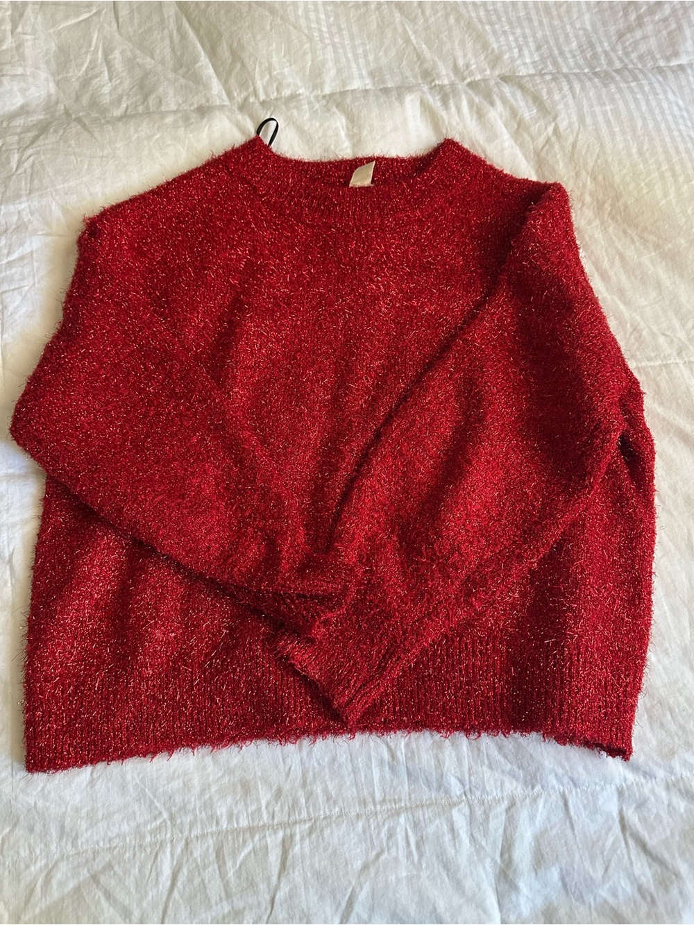 H&M Red Metallic Crewneck Sweater
